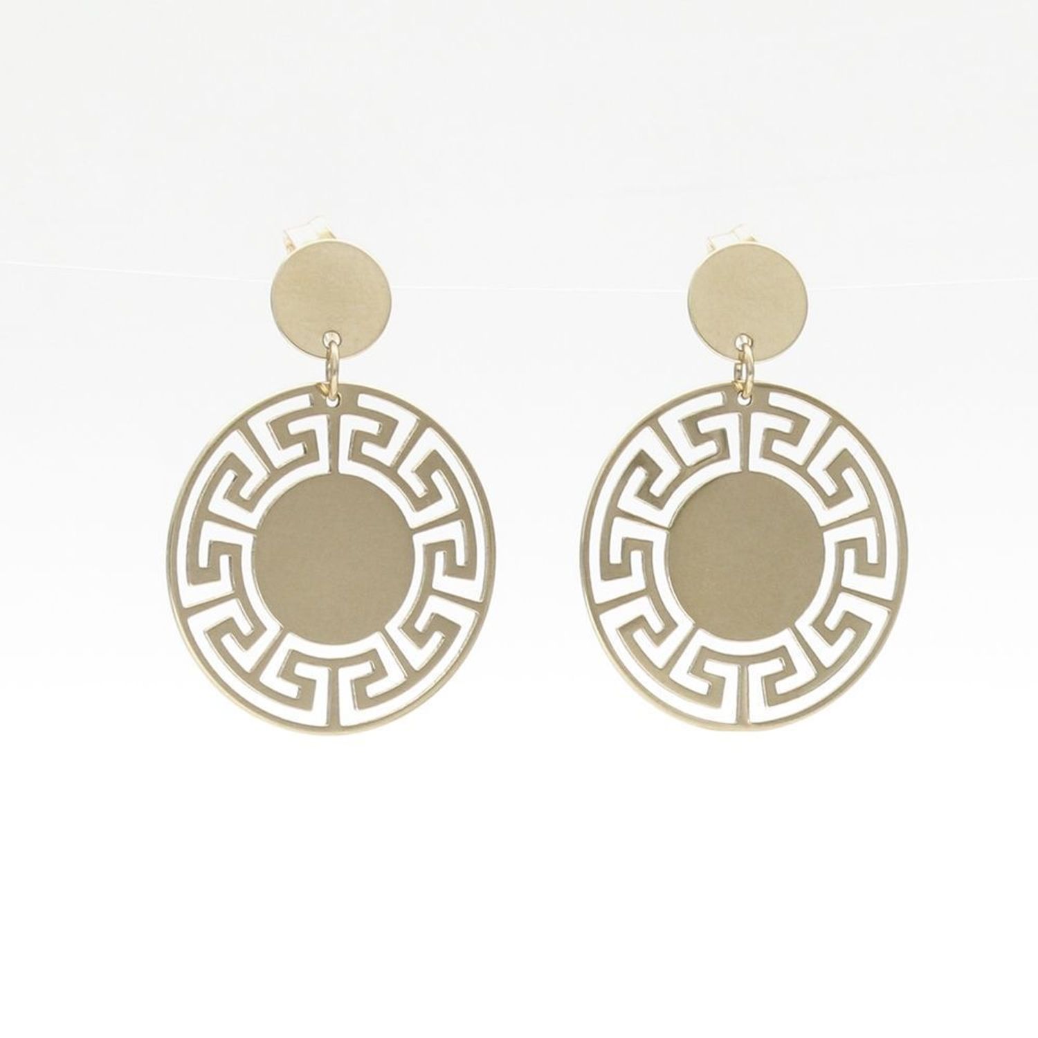 Złote kolczyki wkrętki z drogą grecką to piękne kolczyki celebrytki, które sprawdzą się w każdej sytuacji. Darmowa dostawa!Ozdobne pudełko! Zapraszamy!.jpg